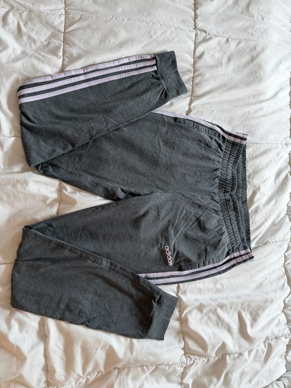 adidas Dark Gray Track Joggers with Light Pink Side Stripes